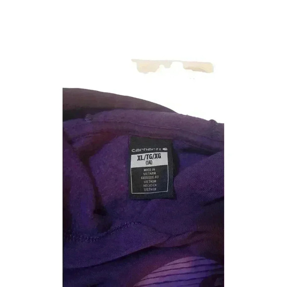 Carhartt Hoodie Purple Youth XL (14) Front Pockets Chest Logo Cotton Blend - Picture 15 of 15